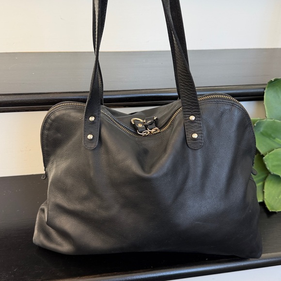 ENNUE Italian made genuine leather shoulder handbag purse black soft luxurious - Picture 3 of 11